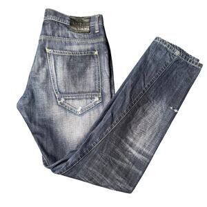 Zara Man Distressed Studded Jeans Men’s 34 Deconstructed Button Fly Denim